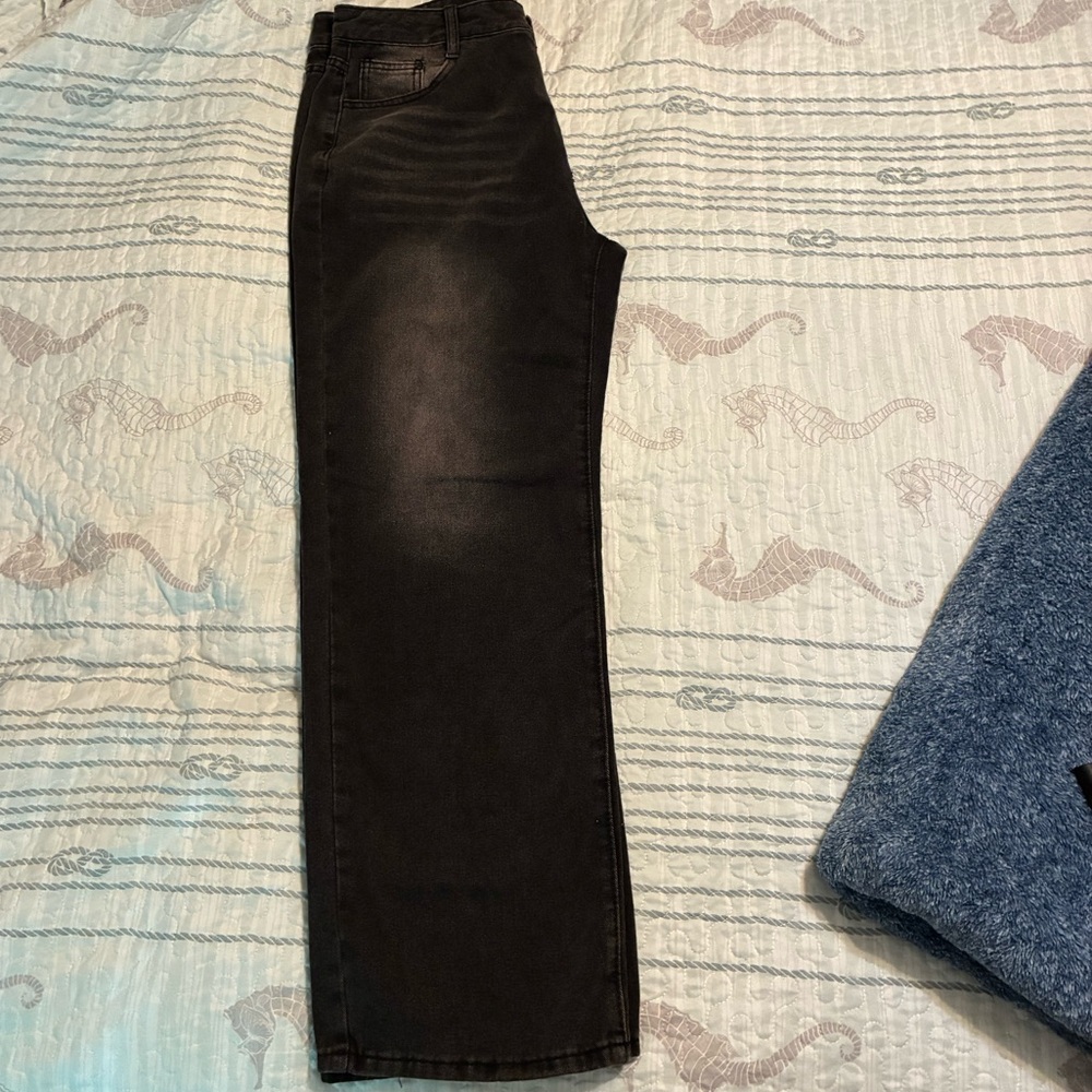 SHEIN Black High-Rise Wide Leg Jeans